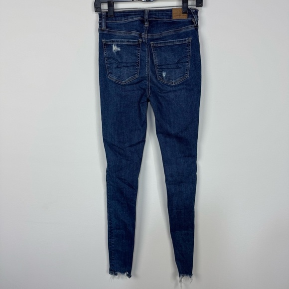 American Eagle Super Hi Rise Jegging Distressed Ripped Skinny Jeans Casual Denim - Picture 2 of 8